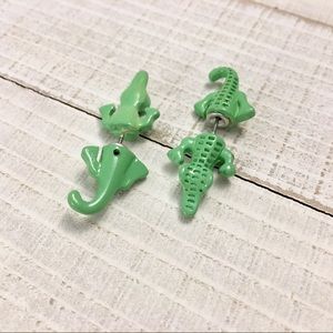 Alligator shaped post earrings